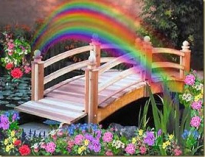 footbridge with rainbow